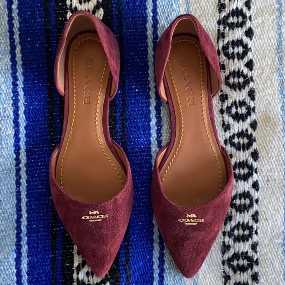 Coach suede burgundy d’orsay style flats